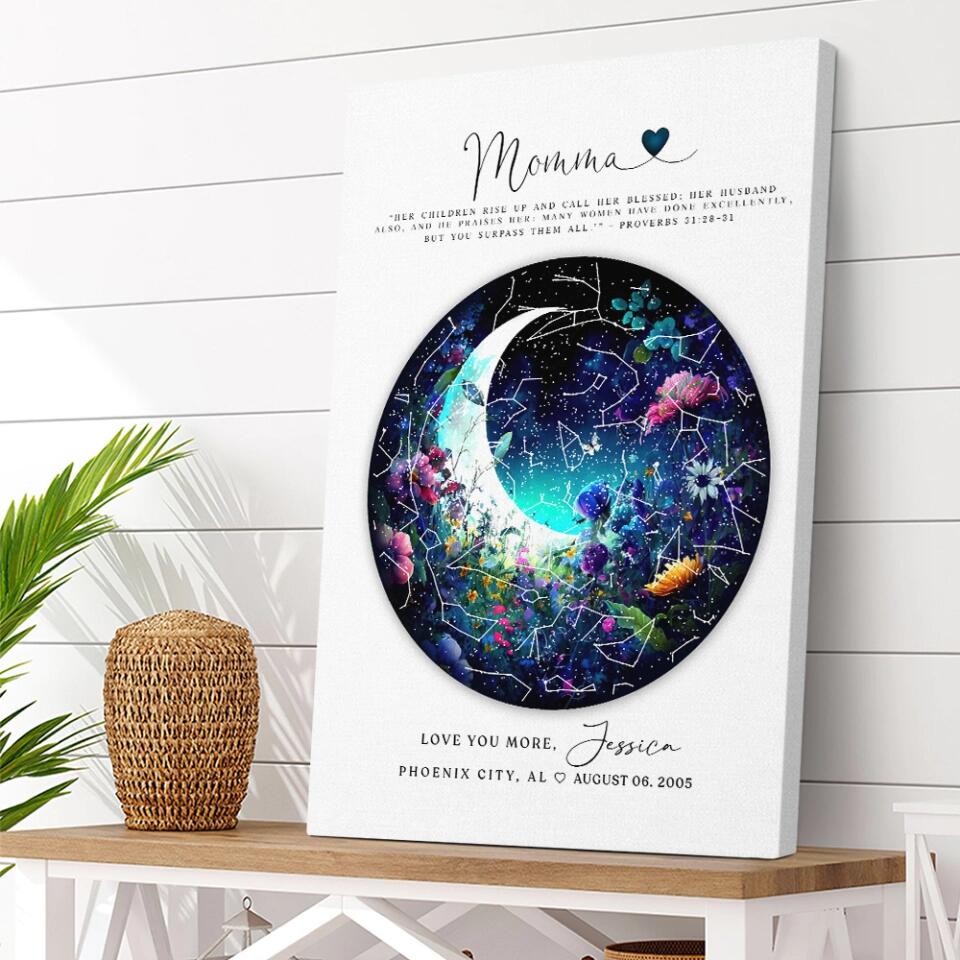 Mommy Quote Proverbs 31:28-31 Moon - Custom Canvas Poster - Mother's Day Gift - Image 7