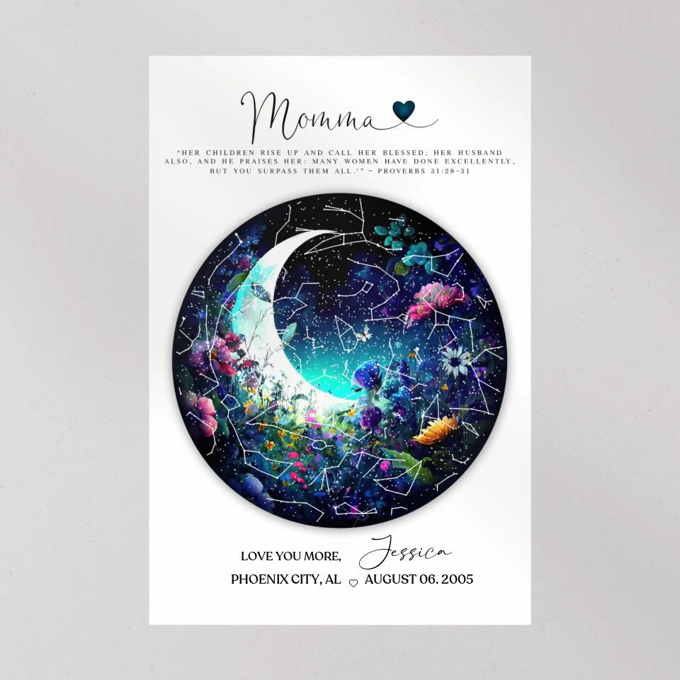 Mommy Quote Proverbs 31:28-31 Moon - Custom Canvas Poster - Mother's Day Gift - Image 8