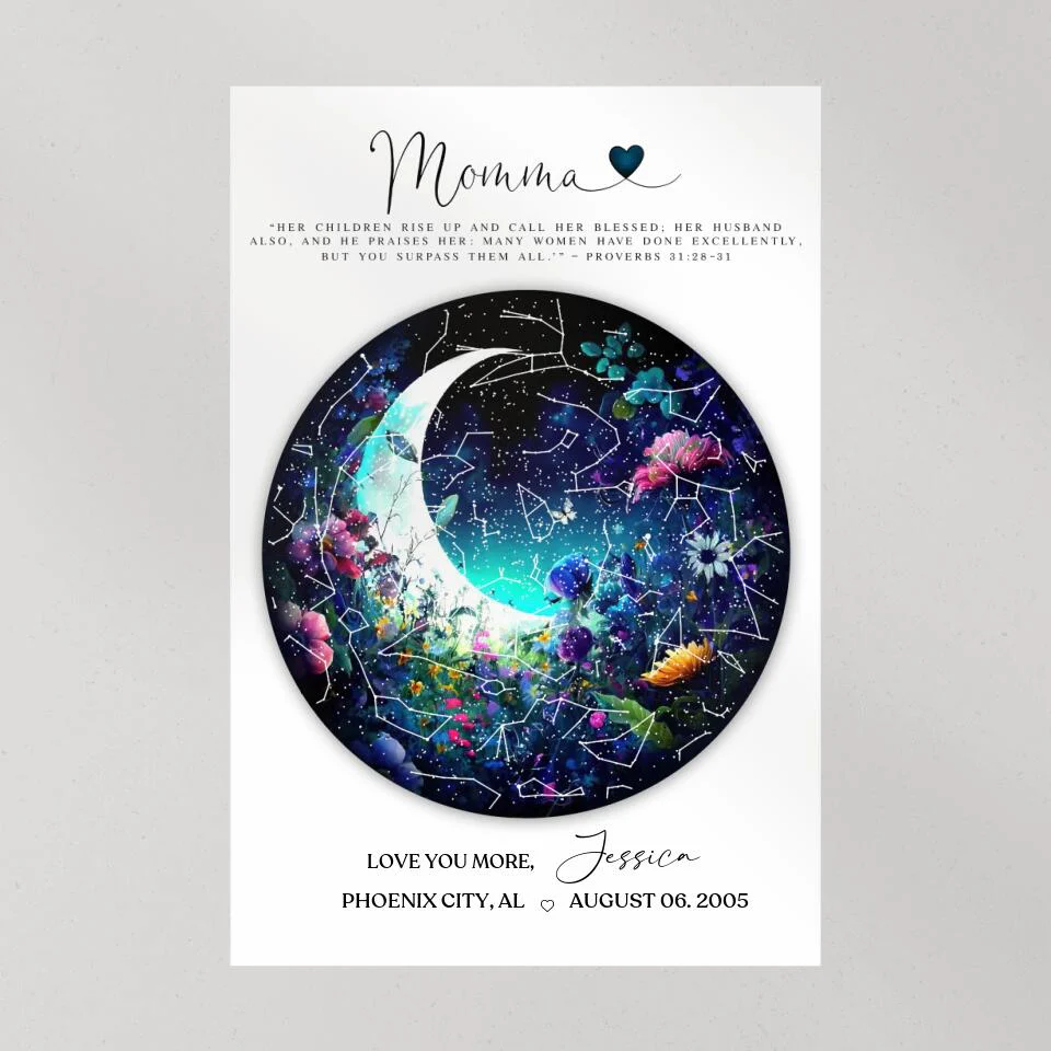 Mommy Quote Proverbs 31:28-31 Moon - Custom Canvas Poster - Mother's Day Gift - Image 9