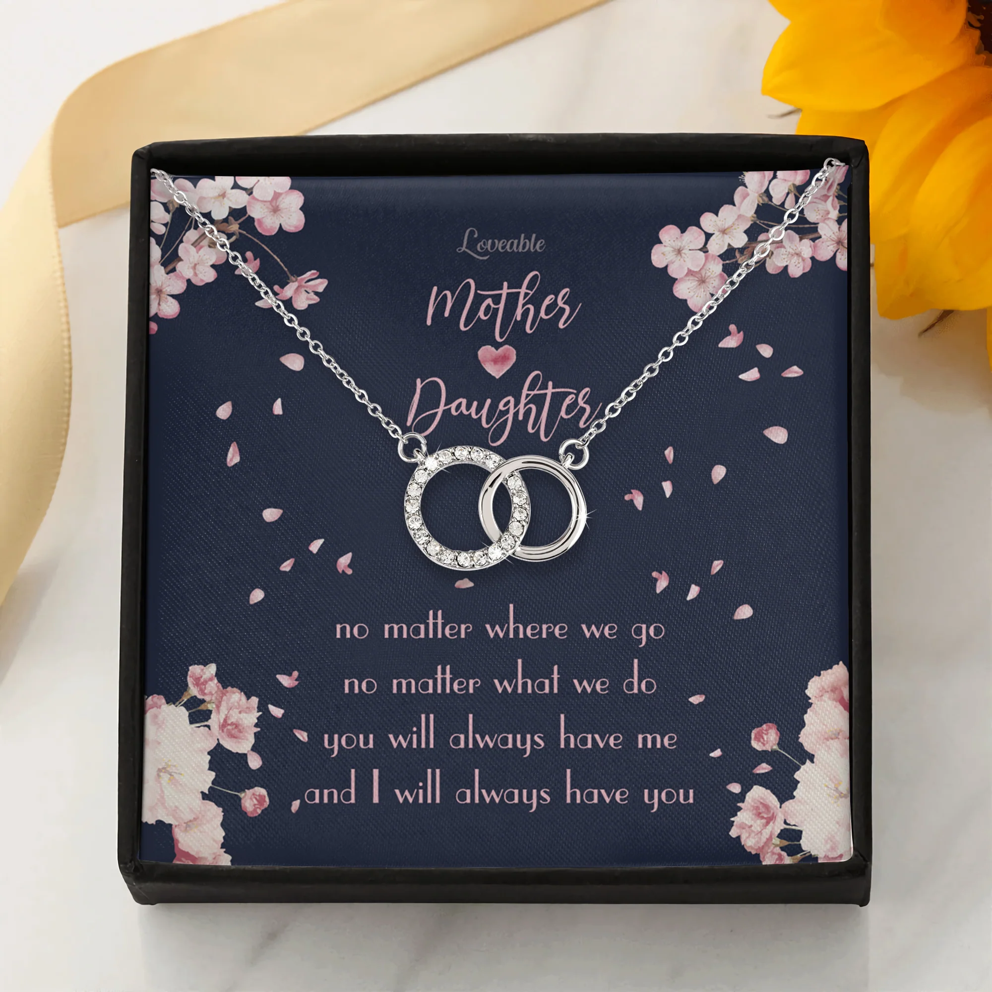 Mother and Daughter, Birthday Christmas Gift for Daughter, Mom - Personalized White Gold Necklace - Image 3