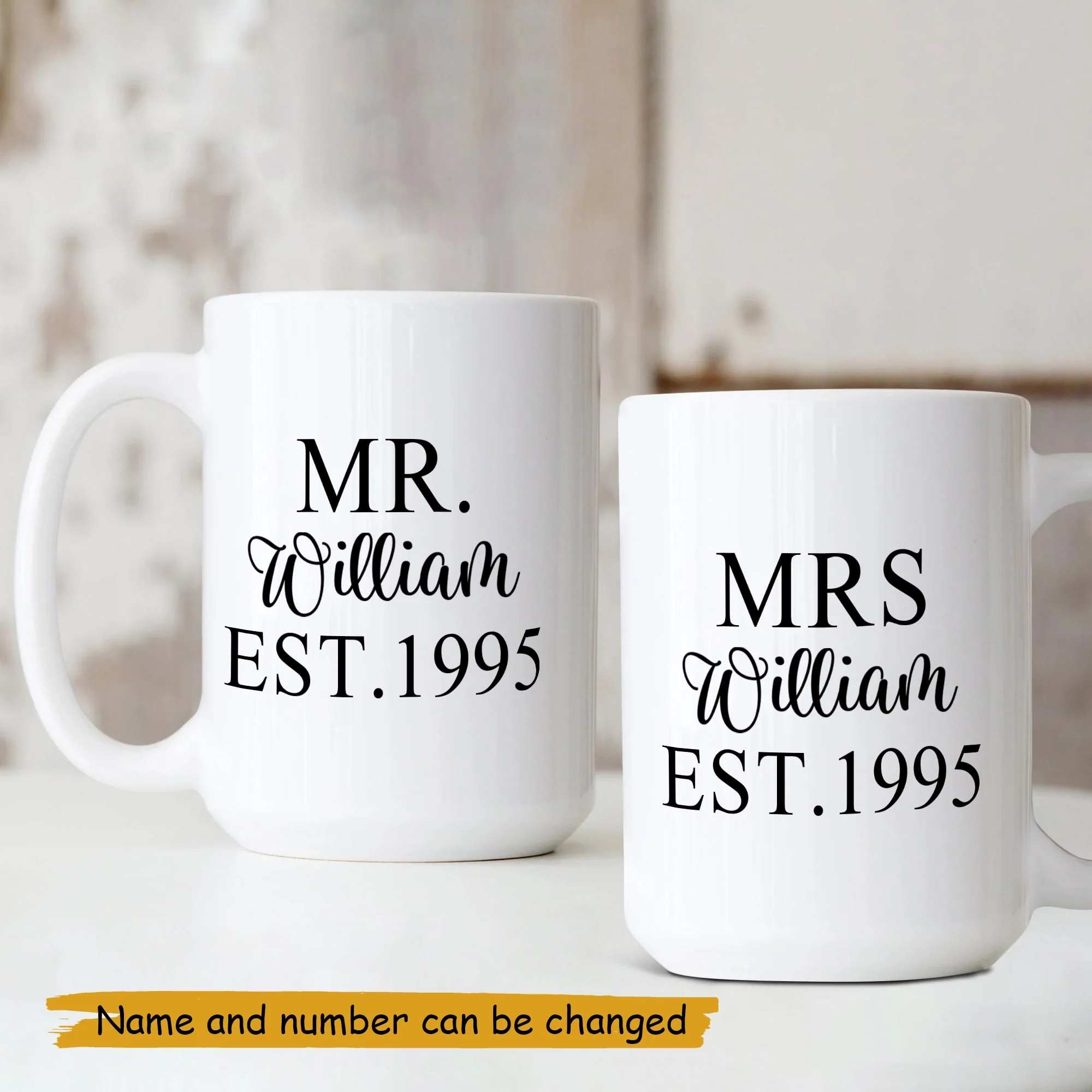 Mr & Mrs EST - Personalized Mug - Image 3