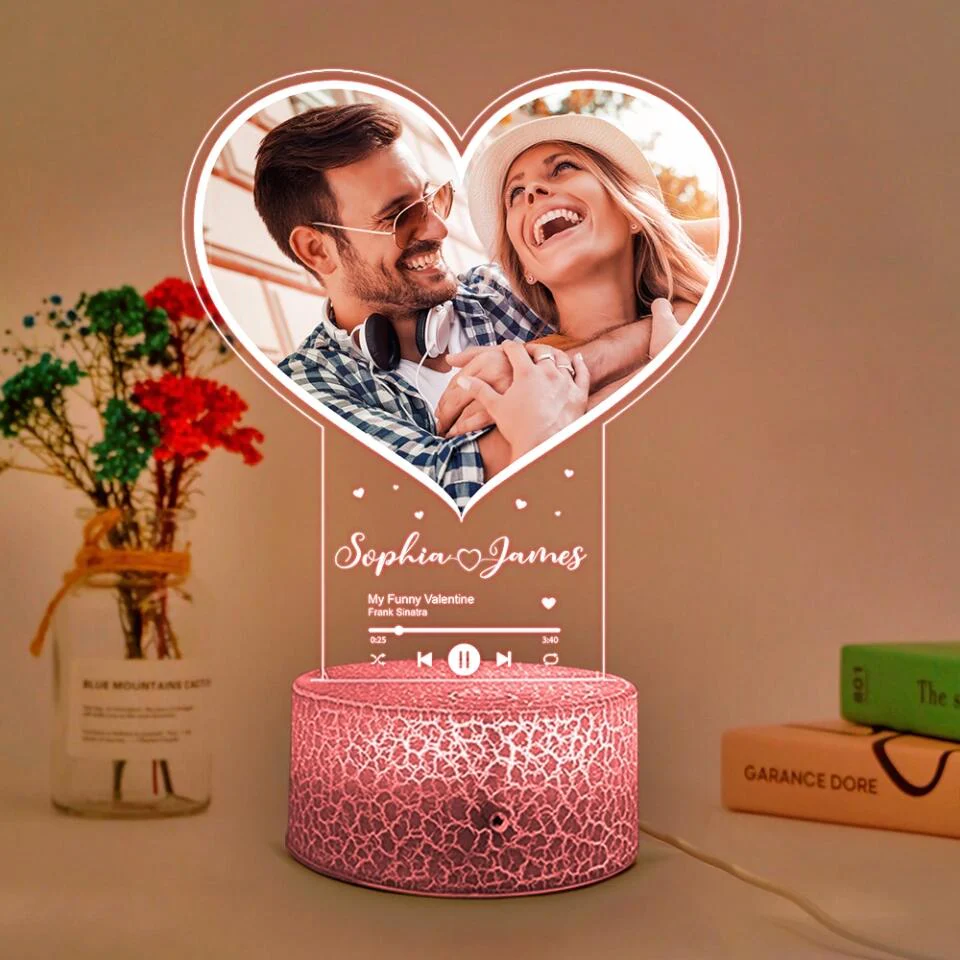 Personalized Valentine Gifts - Music Lovers Personalized 3D Led Light Gift for Couple - Image 3