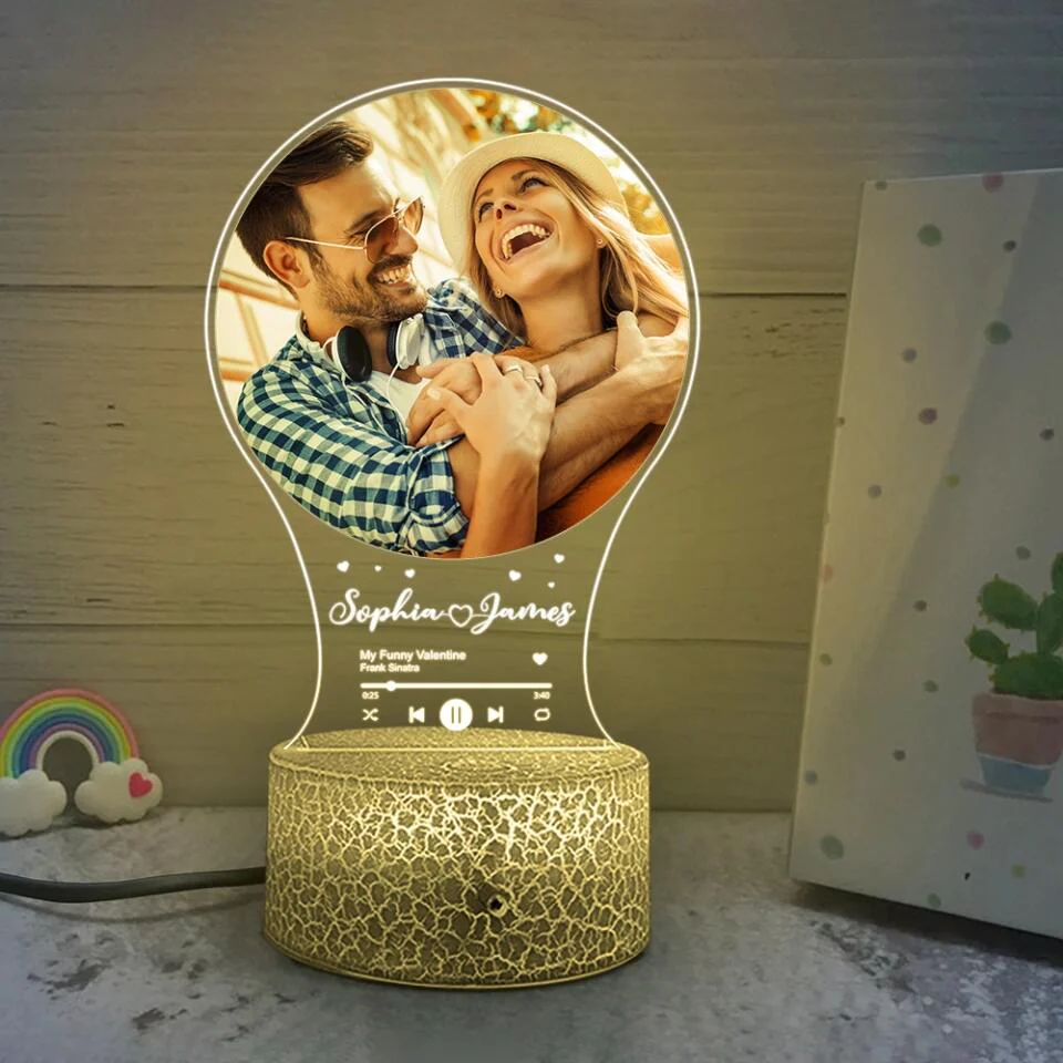 Personalized Valentine Gifts - Music Lovers Personalized 3D Led Light Gift for Couple - Image 4