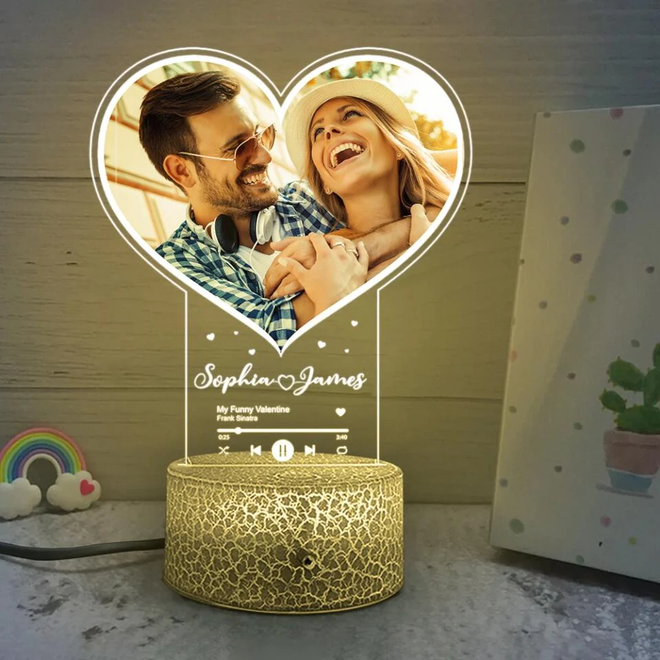 Personalized Valentine Gifts - Music Lovers Personalized 3D Led Light Gift for Couple - Image 6