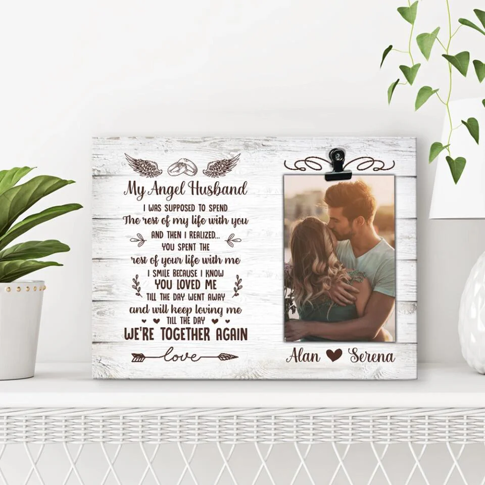 My Angel Husband We're Together Again - Custom Photo Frame - Memorial Gift - Image 3