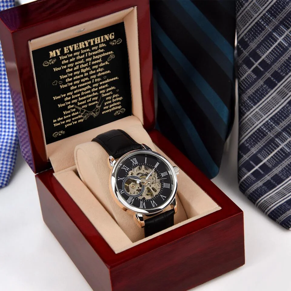 Personalized Valentine Gifts - My Everything You're My Love Love Message For Him Custom Openwork Watch Anniversary Gift - Image 11