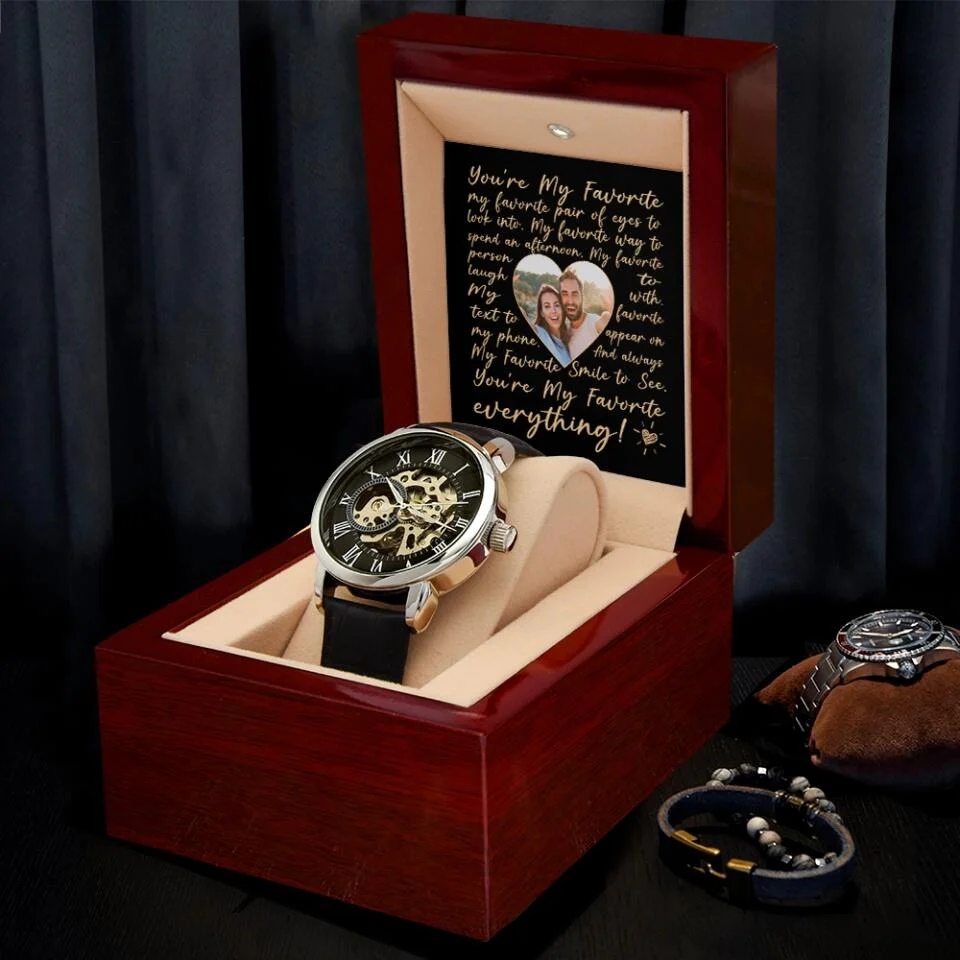 Personalized Valentine Gifts - My Favorite Pair Of Eyes To Look Into - Custom Photo Men's Watch - Image 10