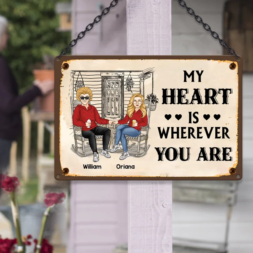 My Heart Is Wherever You Are - Rectangle Metal Sign - Gift For Couple - Image 5