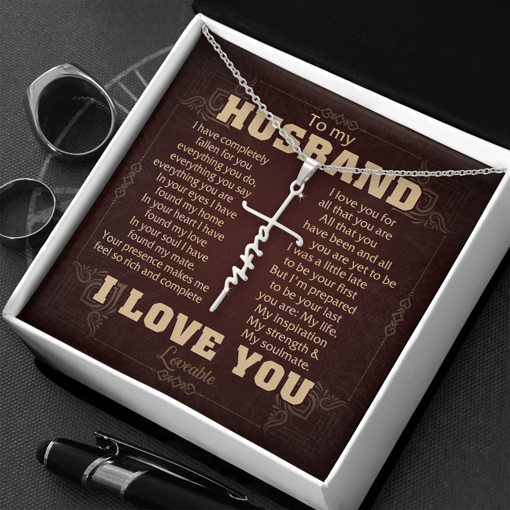 My Inspiration, My Strength and My Soulmate - Faith Cross Necklace - Gift for Him - Image 3