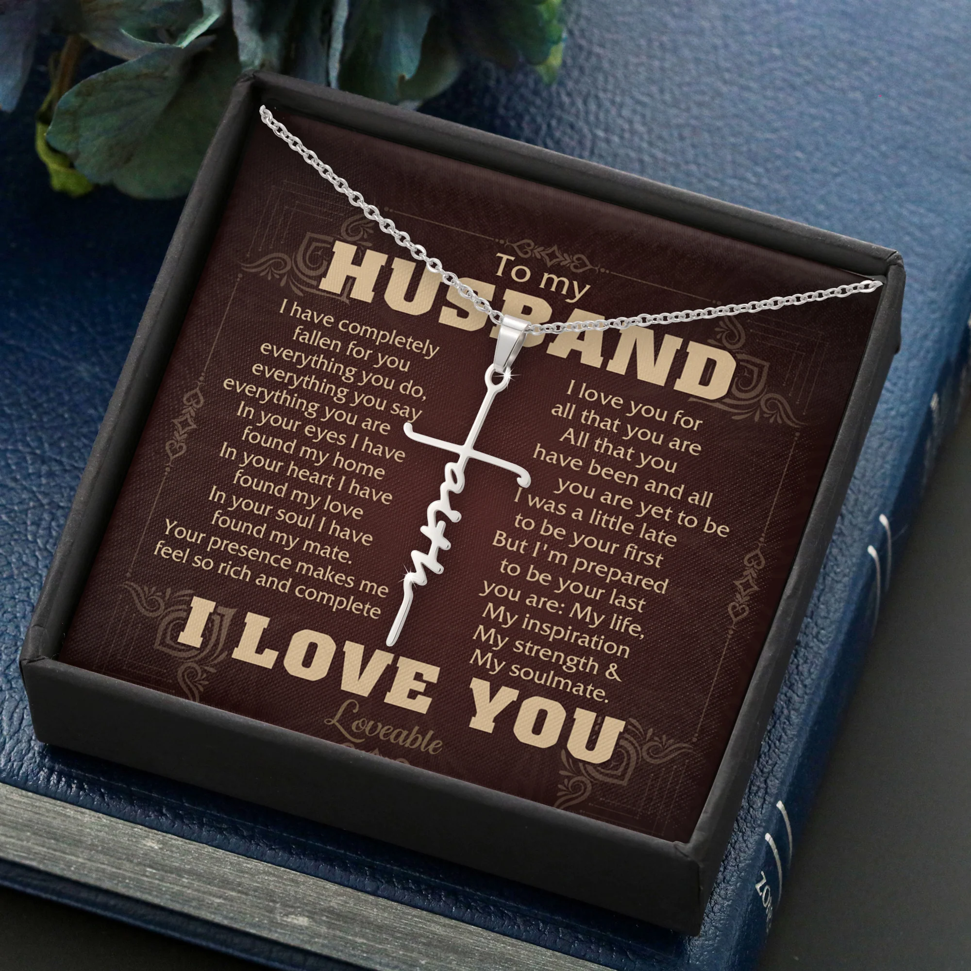 My Inspiration, My Strength and My Soulmate - Faith Cross Necklace - Gift for Him - Image 4