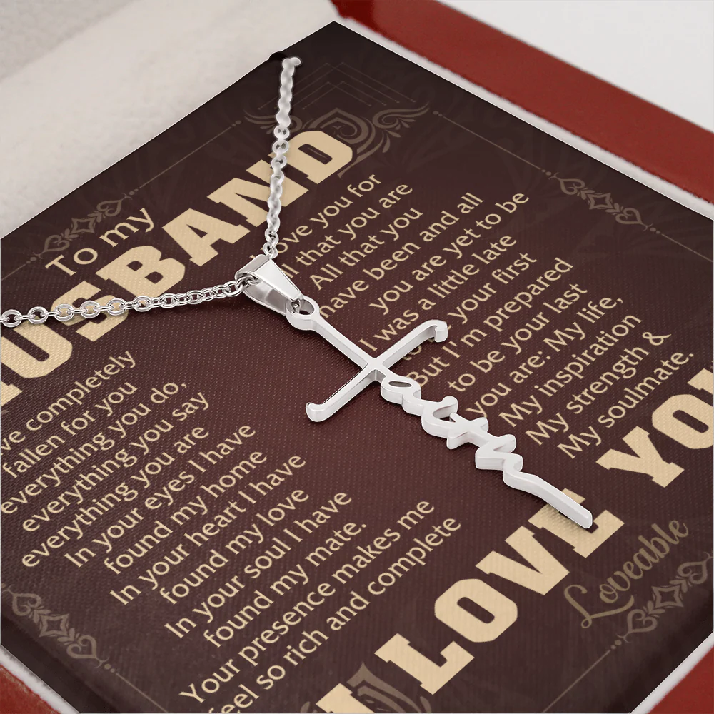 My Inspiration, My Strength and My Soulmate - Faith Cross Necklace - Gift for Him - Image 6