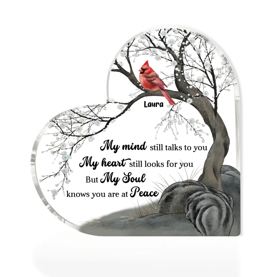 My Mind Still Talks To You My Heart Still Looks For You - Personalized Heart Acrylic Plaque - Memorial Gift for Loss of Loved Ones - Image 2