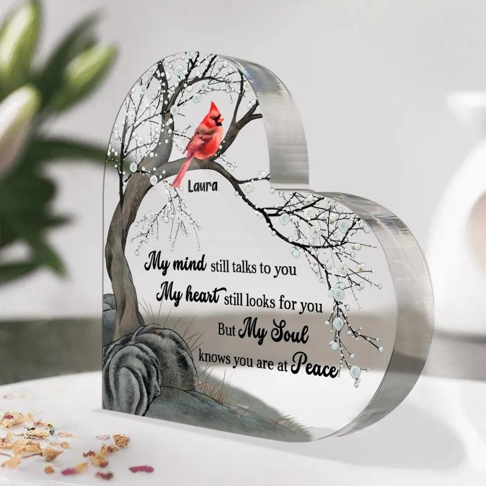 My Mind Still Talks To You My Heart Still Looks For You - Personalized Heart Acrylic Plaque - Memorial Gift for Loss of Loved Ones - Image 4
