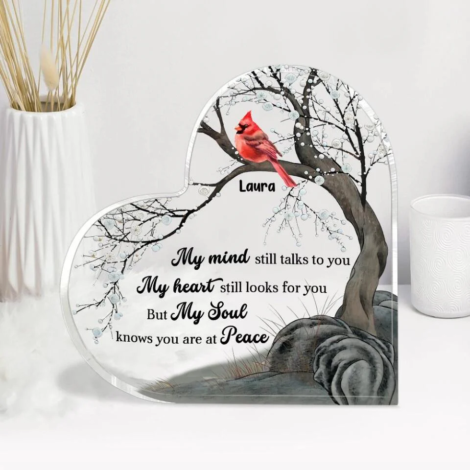 My Mind Still Talks To You My Heart Still Looks For You - Personalized Heart Acrylic Plaque - Memorial Gift for Loss of Loved Ones - Image 6