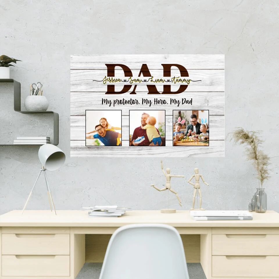 My Protector My Hero My Dad Custom Canvas Poster Gift For Dad - Image 3