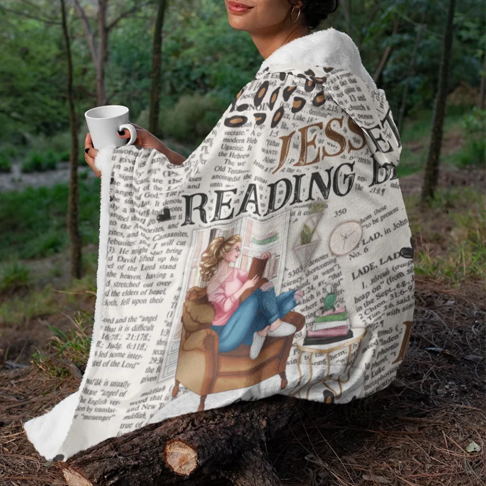 My Reading Blanket - Personalized Wearable Blanket Hoodie -  Gift for Reading Book Lovers, Booknerd, Bookaholic - Image 4