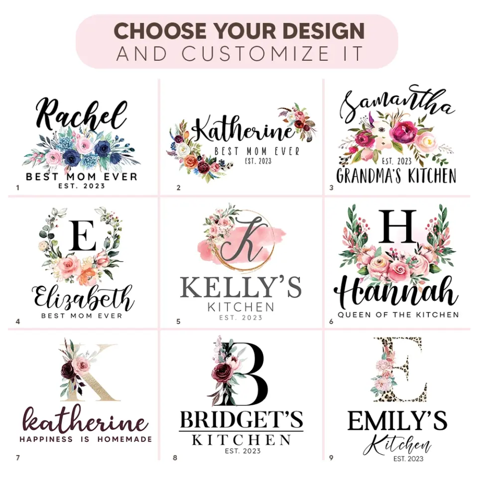 Name And Flower Design Personalized Apron Gift for Chef - Image 8
