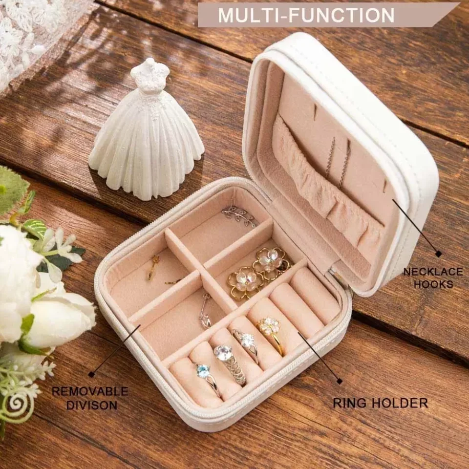 Name Birth Flower - Jewelry Travel Case, Vegan Leather Jewelry Organizer Box - Gift for Mother Wife Bridesmaids - Image 10