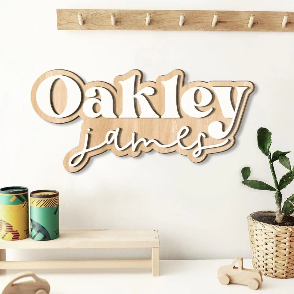 Name Logo Design Custom Wooden Art Birthday Gift For Him For Her - Image 3