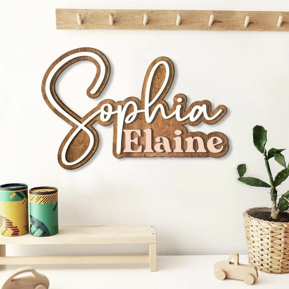 Name Logo Design Custom Wooden Art Birthday Gift For Him For Her - Image 4