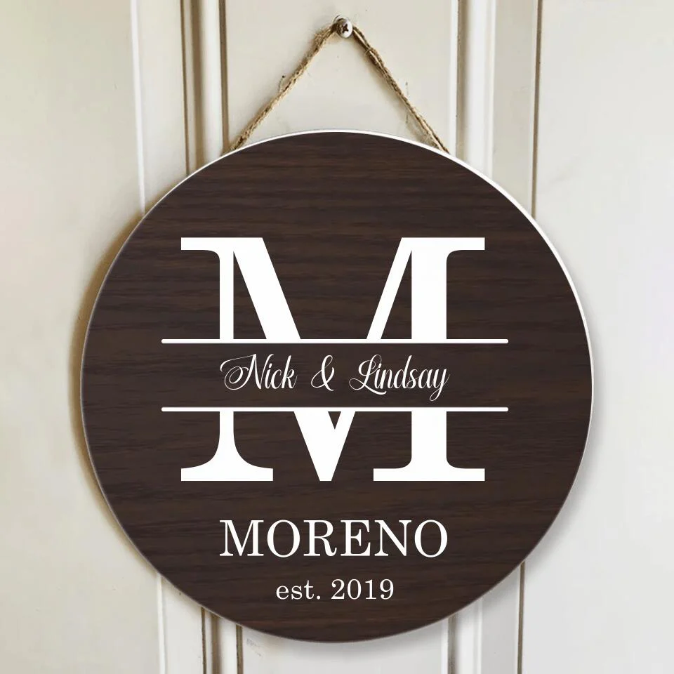 Couple Wooden Sign Name With Amazing Font Style - Personalized Round Wooden Sign - Anniversary Gift For Him - Image 2