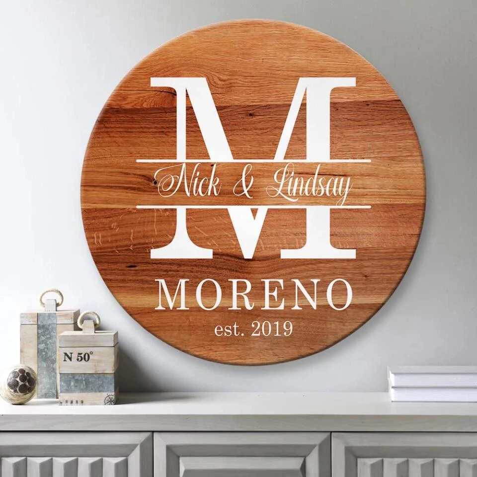 Couple Wooden Sign Name With Amazing Font Style - Personalized Round Wooden Sign - Anniversary Gift For Him - Image 8