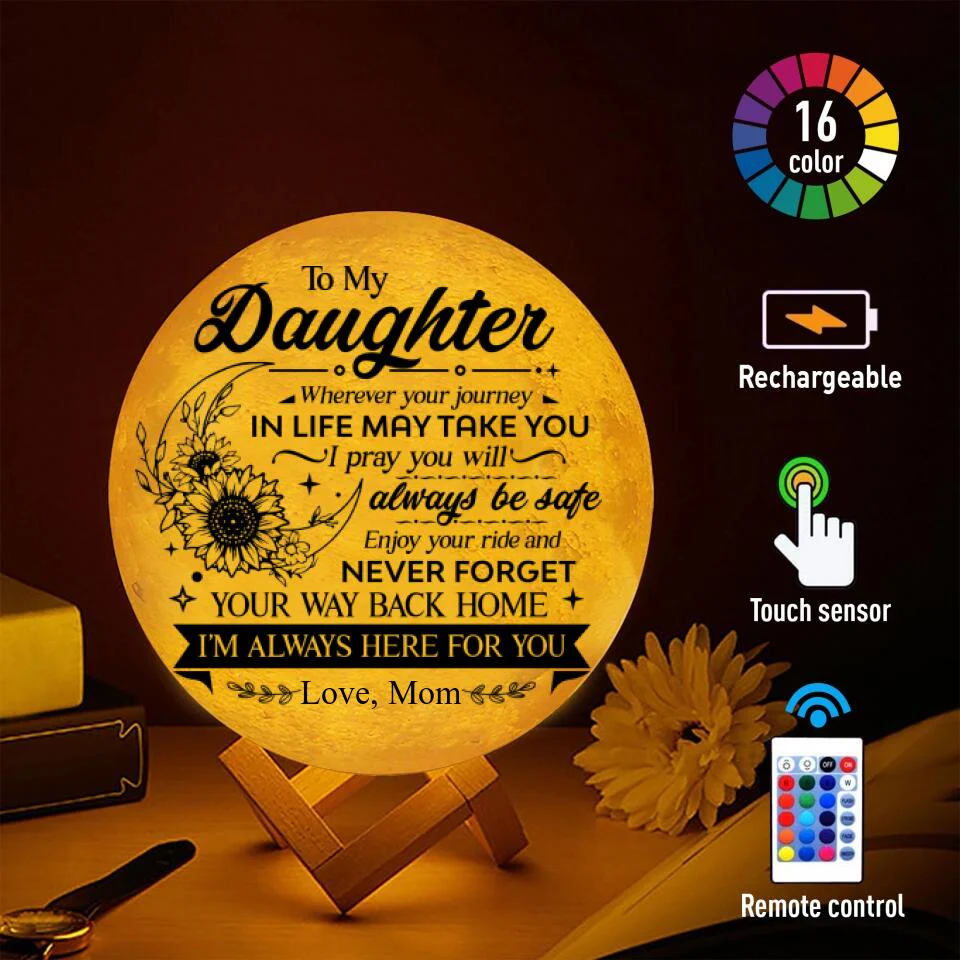To Daughter Never Forget Your Way Back Home - Personalized 3D Moon Lamp - Image 3