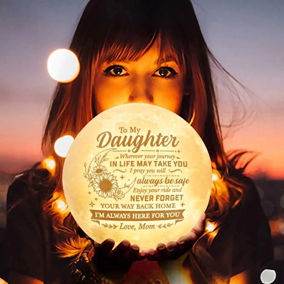 To Daughter Never Forget Your Way Back Home - Personalized 3D Moon Lamp - Image 4