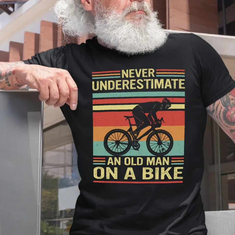 Never Underestimate An Old Man On A Bike - Personalized G500 T-Shirt - Image 3