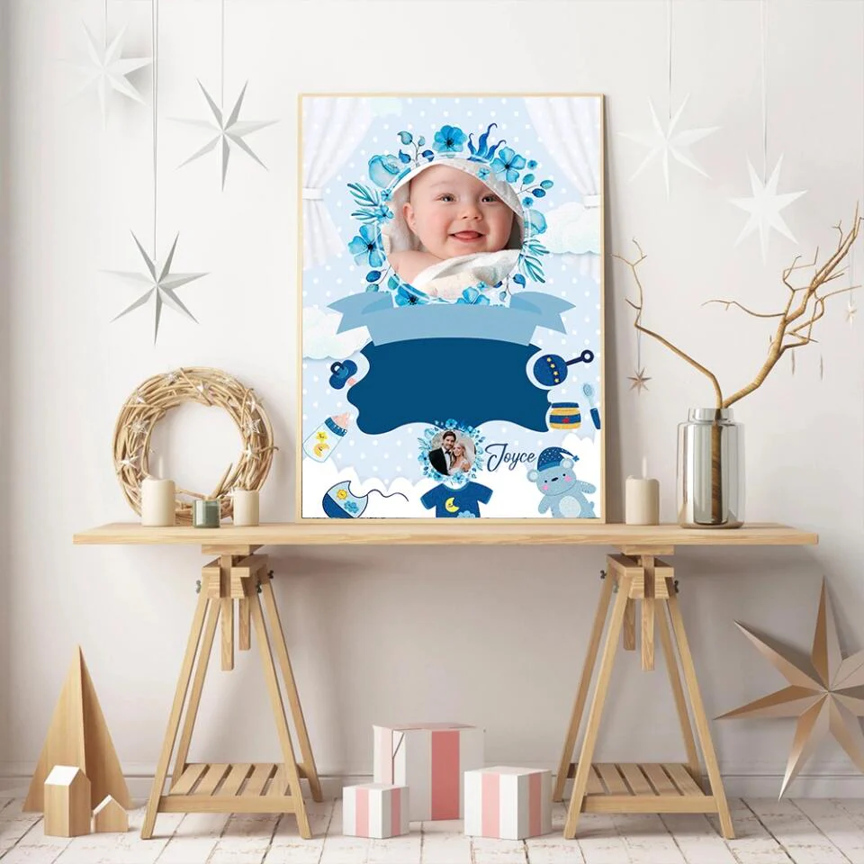 Newborn Baby With Date Of Birth Custom Canvas Poster First Birthday Themes Gift - Image 12