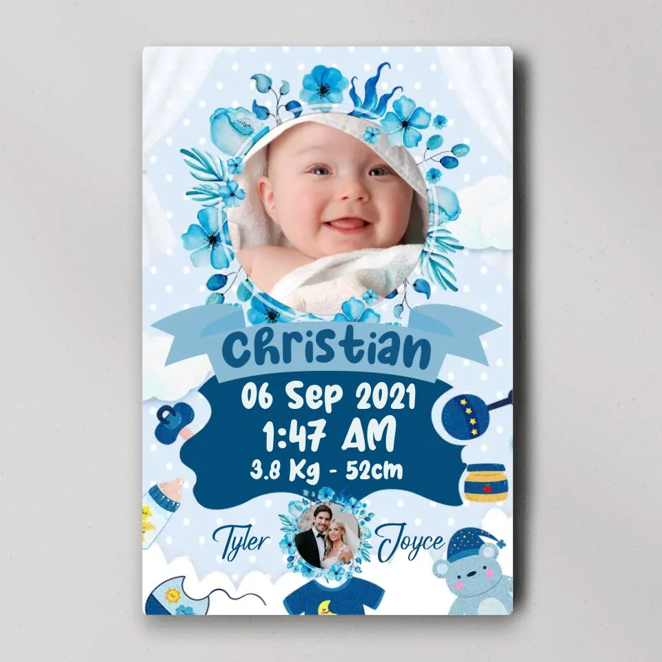 Newborn Baby With Date Of Birth Custom Canvas Poster First Birthday Themes Gift - Image 7