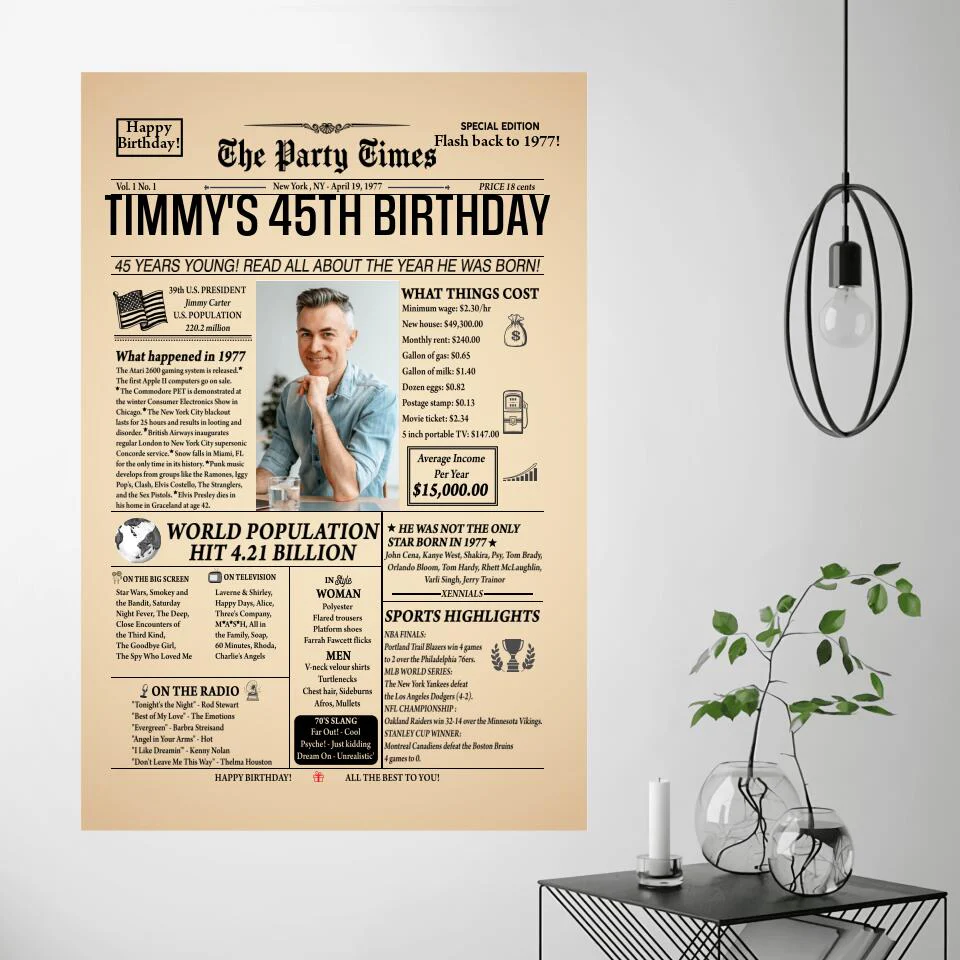Newspaper 1977 The Party Times Custom Canvas Poster Birthday Gift For Parents - Image 2