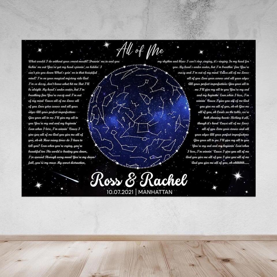 Night Sky Star Map And Song Lyrics Custom Canvas Poster Anniversary Gift For Couples - Image 10