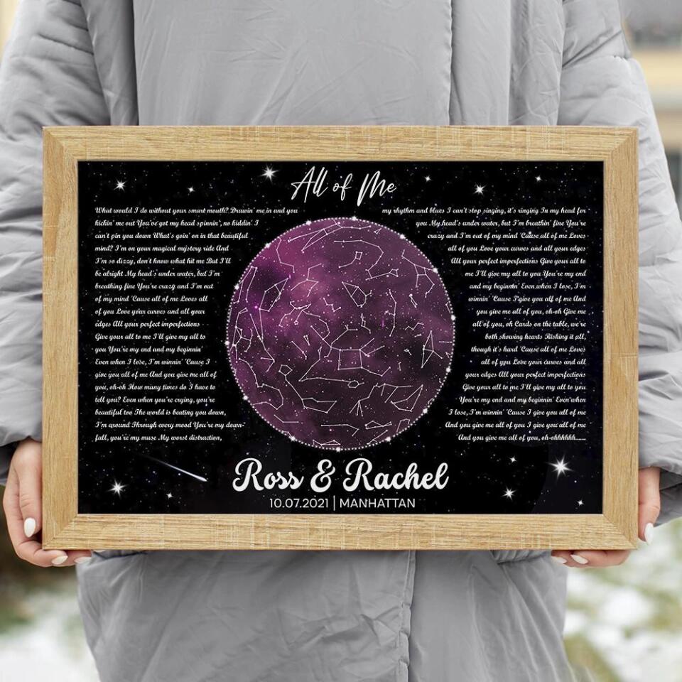 Night Sky Star Map And Song Lyrics Custom Canvas Poster Anniversary Gift For Couples - Image 11