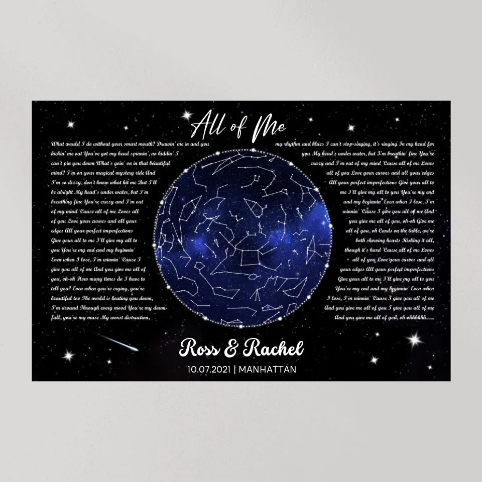 Night Sky Star Map And Song Lyrics Custom Canvas Poster Anniversary Gift For Couples - Image 8