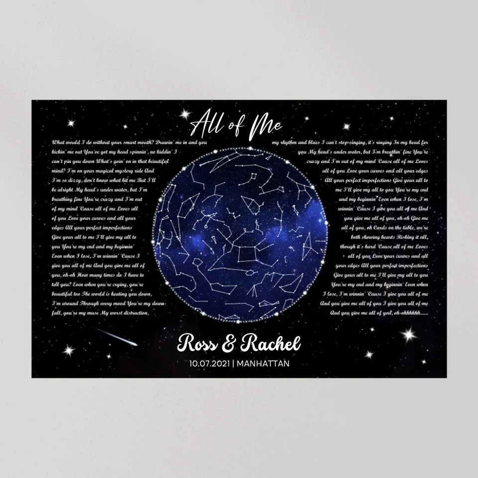 Night Sky Star Map And Song Lyrics Custom Canvas Poster Anniversary Gift For Couples - Image 9