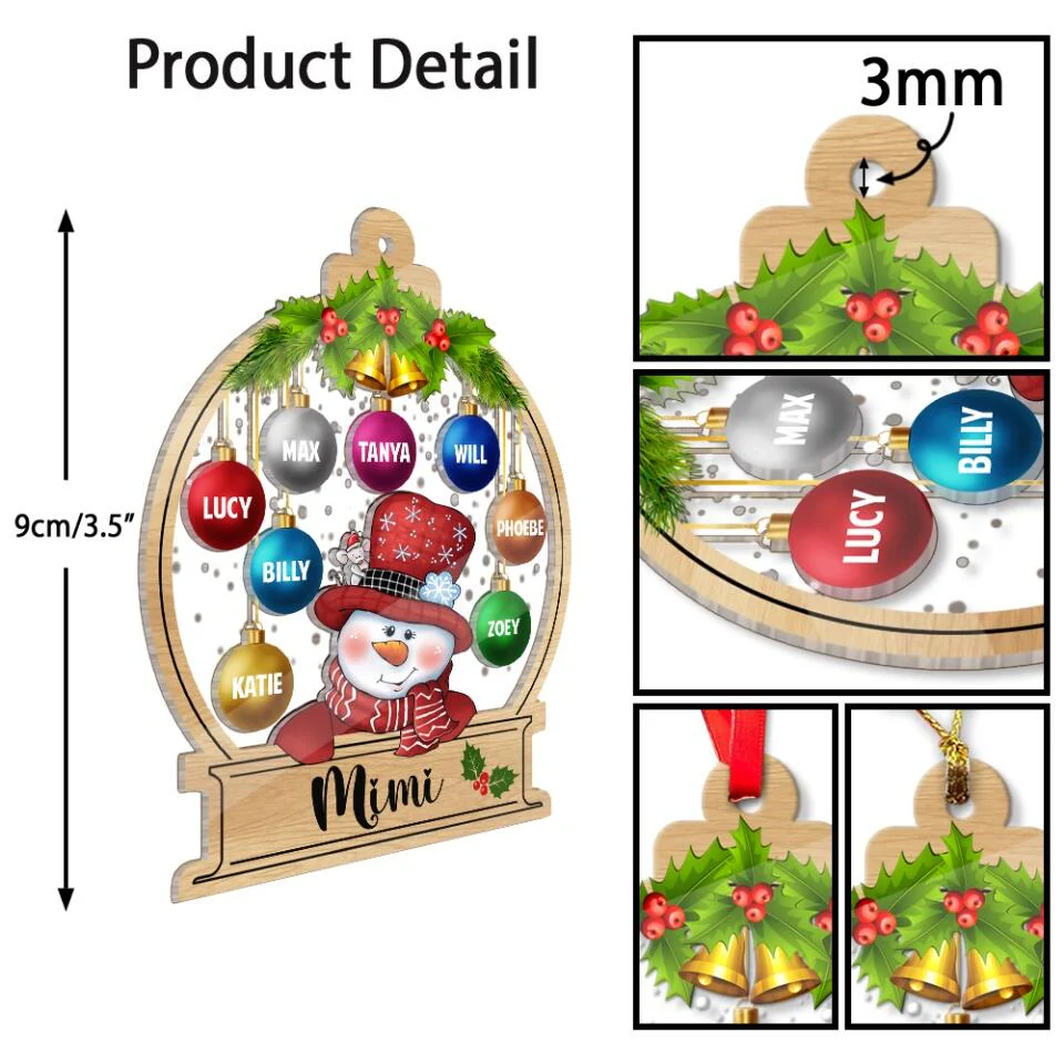 Number of Member Children/Grandchildren - Personalized Transparent Acrylic Ornament - Image 6