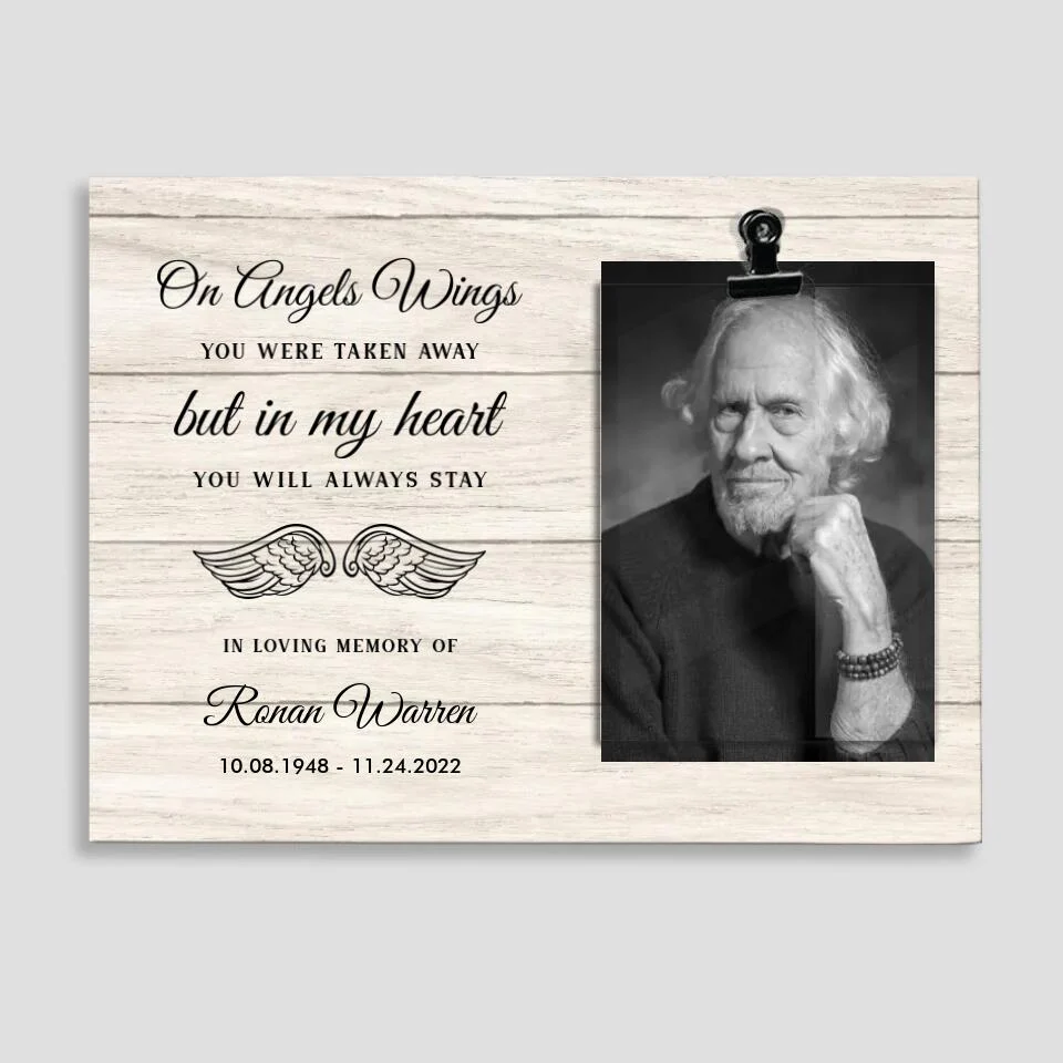 On Angel Wings Personalized Photo Clip Frame Memorial Gift - Image 3