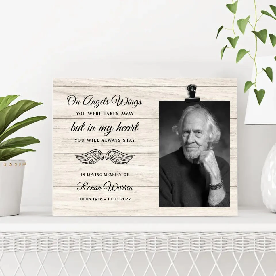 On Angel Wings Personalized Photo Clip Frame Memorial Gift - Image 4
