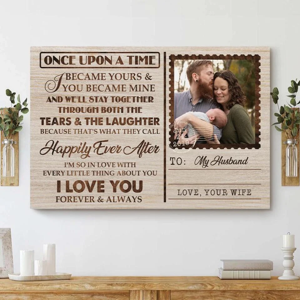 Once Up On A Time Envelope Style Custom Canvas Poster Anniversary Gift For Couples - Image 6