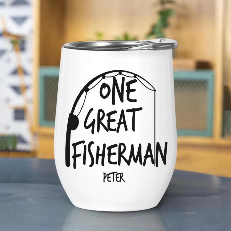 One Fisherman And Best Catch Of His Life, Personalized 12oz Tumbler, Funny Couple Gift, for Fishing Lovers - Image 3
