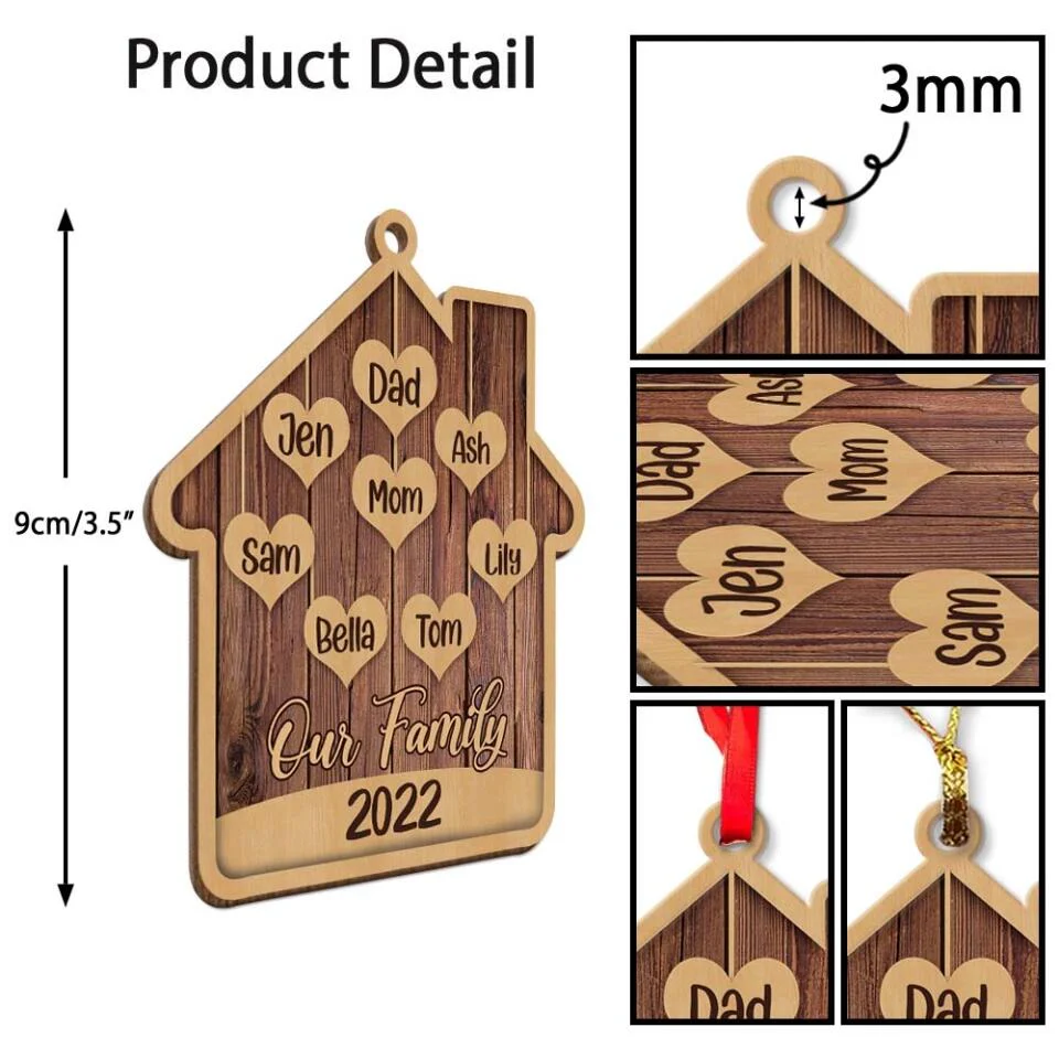Our Family 2025 - Personalized Wooden Ornament with Names - Christmas Unity Gift for Family Members - Image 4