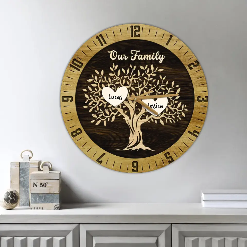 Our Family Tree Custom Number Of Member - Housewarming Gifts - Custom Wall Clock - Anniversary Gifts - Image 3