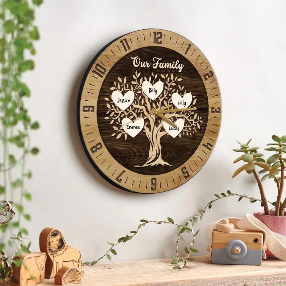 Our Family Tree Custom Number Of Member - Housewarming Gifts - Custom Wall Clock - Anniversary Gifts - Image 5