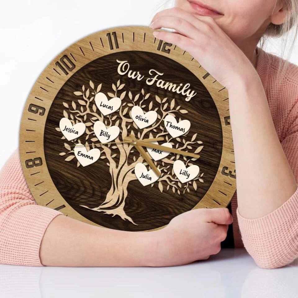 Our Family Tree Custom Number Of Member - Housewarming Gifts - Custom Wall Clock - Anniversary Gifts - Image 6