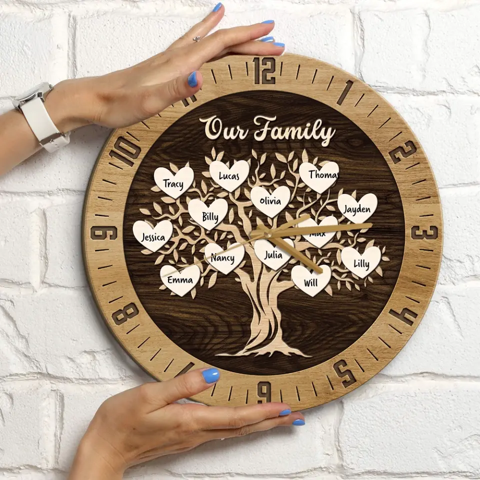 Our Family Tree Custom Number Of Member - Housewarming Gifts - Custom Wall Clock - Anniversary Gifts - Image 8