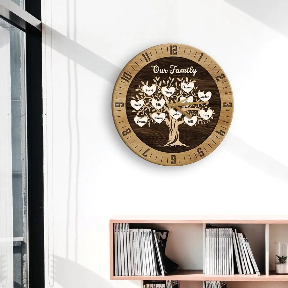 Our Family Tree Custom Number Of Member - Housewarming Gifts - Custom Wall Clock - Anniversary Gifts - Image 9