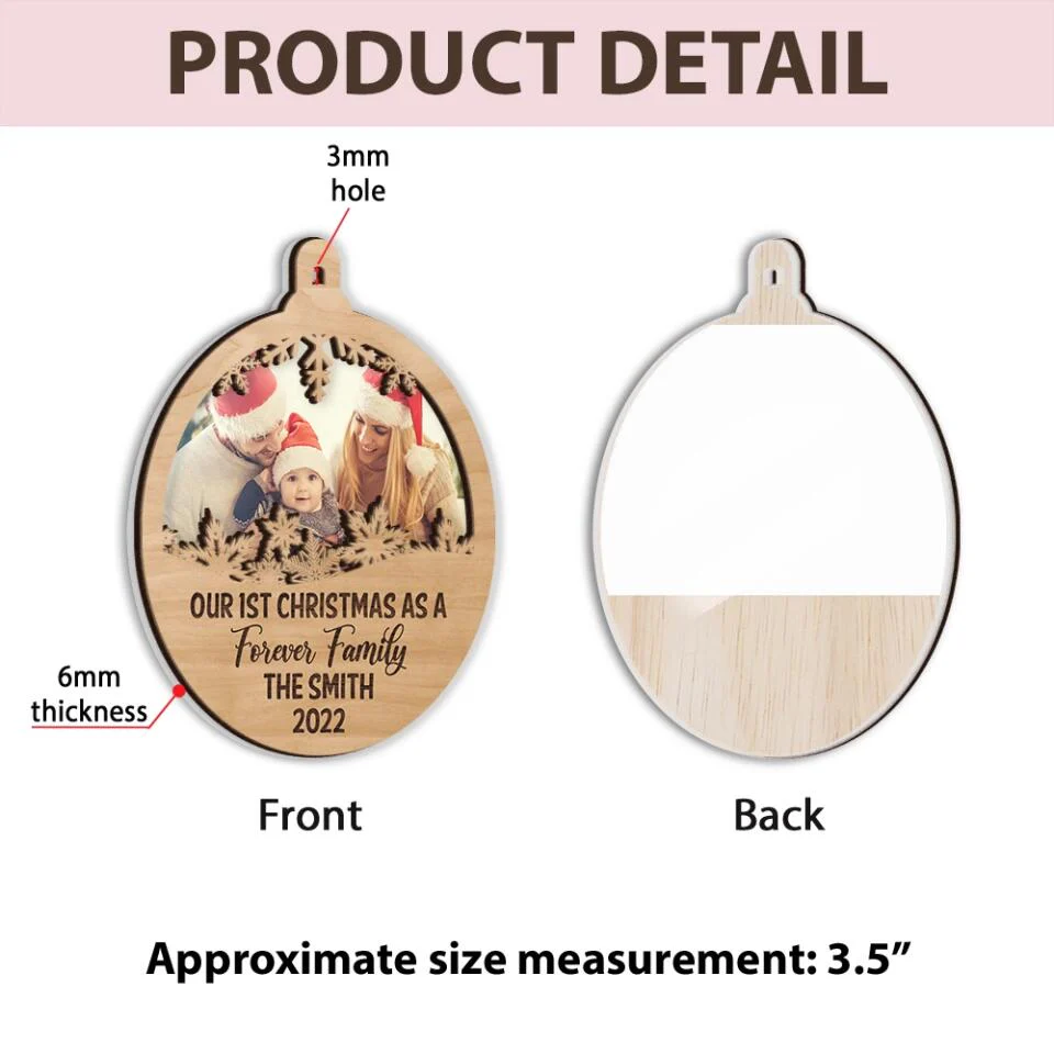 Our First Christmas As A Forever Family - Personalized Mix 2 Layered Ornament - Best Gifts for Her Him On Christmas - 210IHPUNOR380 - Image 3