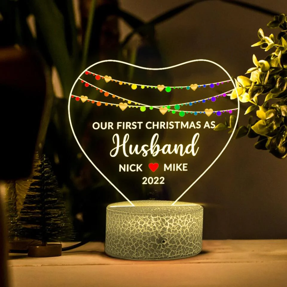 Our First Christmas as Husband/Wife - Personalized Night Light - Christmas Gift - Image 3
