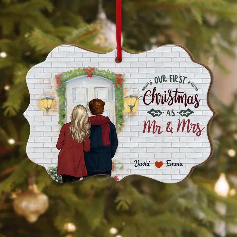 Our First Christmas - Personalized Wooden Ornament - Christmas Gift For Couple